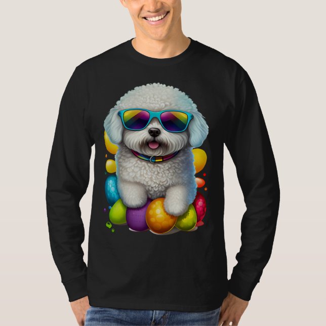 Cute Bichon Frise Easter Eggs Dog Costume Womens M T-Shirt (Vorderseite)