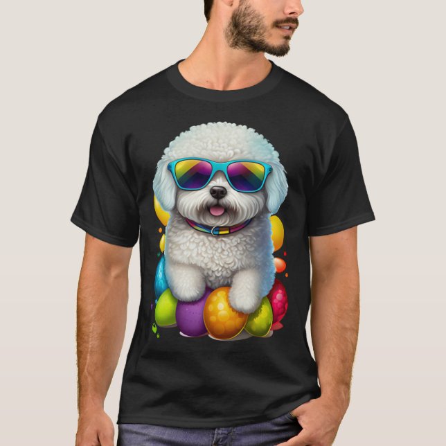 Cute Bichon Frise Easter Eggs Dog Costume Womens M T-Shirt (Vorderseite)