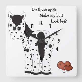 Cute Big Butt Appy Leopard Appaloosa Horse Quadratische Wanduhr