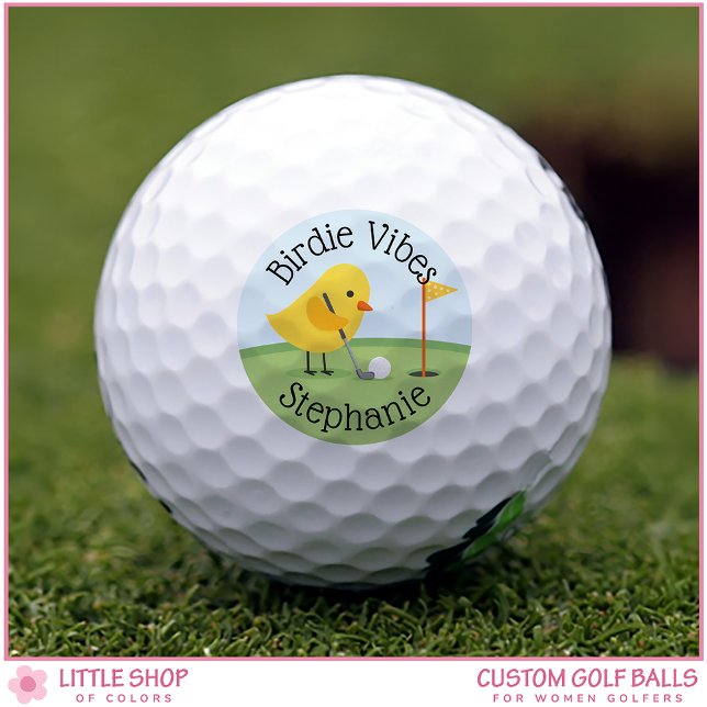 Cute Bird on Putting Green Birdie Vibes Custom Golfball (Von Creator hochgeladen)