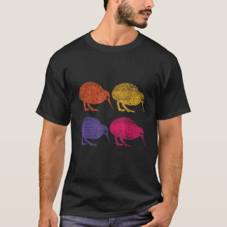 Cute Bird Retro Kiwi NZ New Zealand  T-Shirt