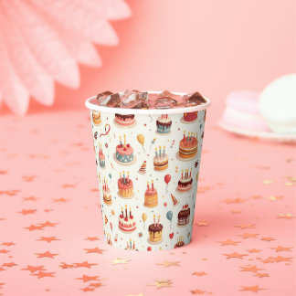 Cute Birthday Cakes Paper Party Cups Pappbecher