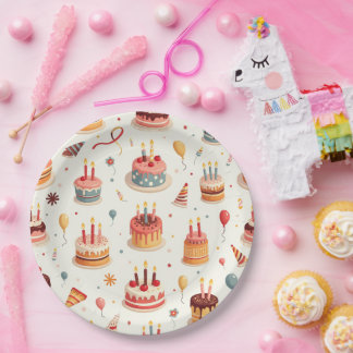 Cute Birthday Cakes Plates Pappteller