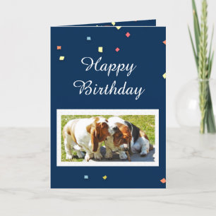 Cute Birthday Card with Basset Hounds & Balloons Karte