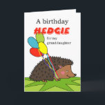 Cute Birthday for Granddaugher, Hedgehog, Ballons Karte<br><div class="desc">Birthday hedgie for my granddaughter. Cute birthday greeting card for a granddaughter. Card feys a hedgehog hedgie on the cover who is carrying colorful ballons to a birthday celebration. Hedgehog with four colored ballons digital illustriert. Wechsle die lower text line on the cover as you like. Hedgehog themed greeting inside....</div>