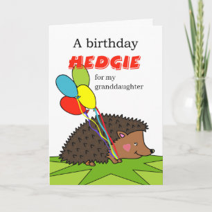 Cute Birthday for Granddaugher, Hedgehog, Ballons Karte