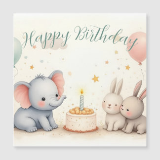 Cute Birthday Greeting with Animal Friends Magnetkarte