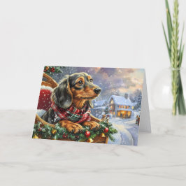 Cute Black and Tan Dachshund Christmas Feiertagskarte