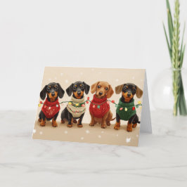 Cute Black and Tan Dachshunds Christmas Feiertagskarte