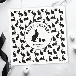 Cute Black And White Bunnies Modern Easter Serviette