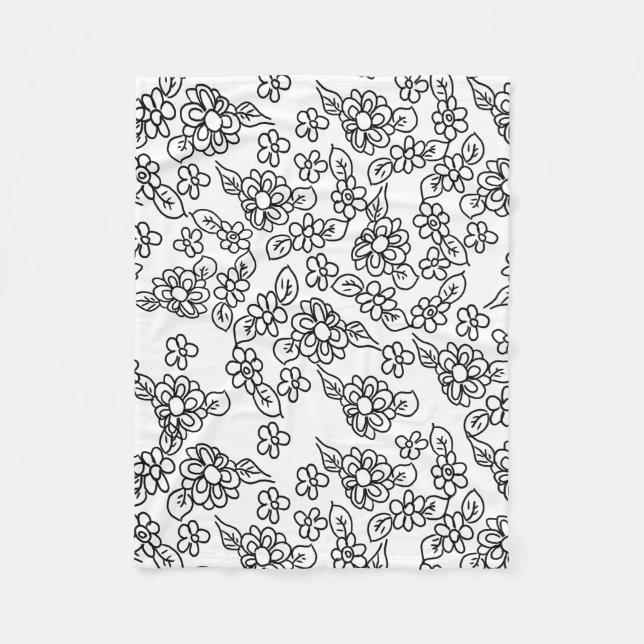 Cute black and white flowers fleecedecke (Vorderseite)