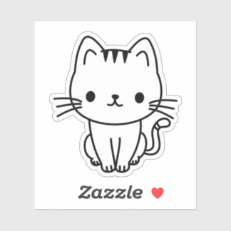 Cute Black and White Kawaii Cat Custom Die Cut Aufkleber