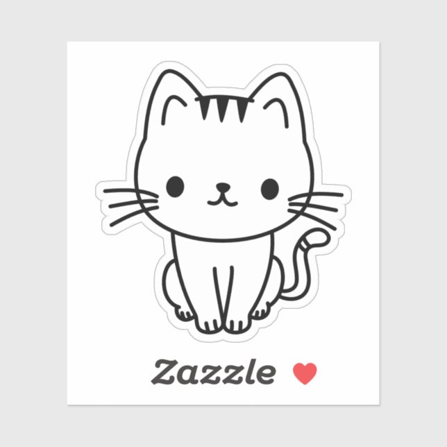 Cute Black and White Kawaii Cat Custom Die Cut Aufkleber (Blatt)