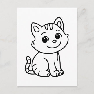 Cute Black and White Sitting Cat Postkarte