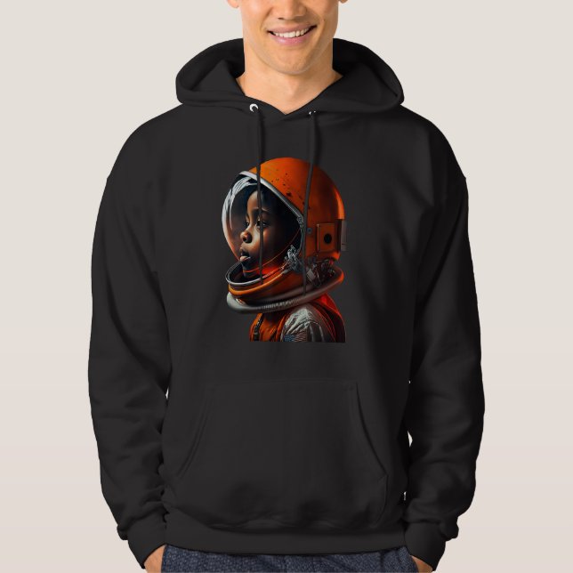 Cute Black Boy Wearing Spacesuit Hoodie (Vorderseite)