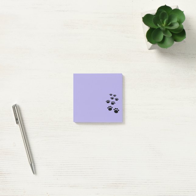 Cute Black Cartoon Pet Paw Trail  Post-it Klebezettel (Büro)