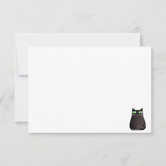 Cute Black Cat Custom Blank Mitteilungskarte (Vorderseite)