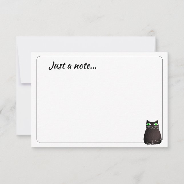 Cute Black Cat Custom Just a Note Mitteilungskarte (Vorderseite)