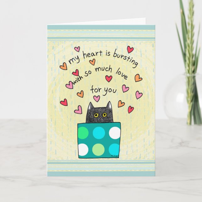 Cute Black Cat Hand Drawn Words Anniversary  Karte (Vorderseite)