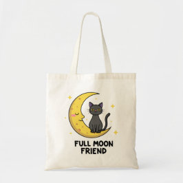 Cute Black Cat on Moon - Full Moon Friend Tragetasche