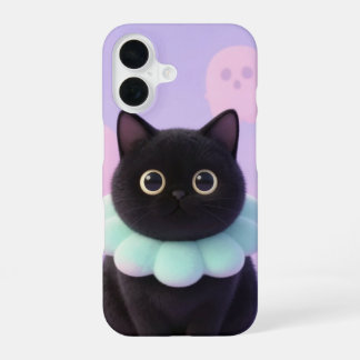 Cute Black Cat Pastel Halloween Case iPhone 16 Hülle
