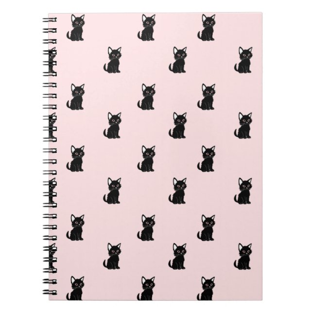 Cute Black Cat Pattern on Pastel Pink Notizblock (Vorderseite)
