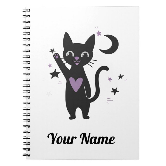 Cute Black Cat Personalized Notebook Notizblock (Vorderseite)