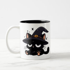 Cute Black Cat & Pumpkin | Two-Sided Halloween Mug Zweifarbige Tasse