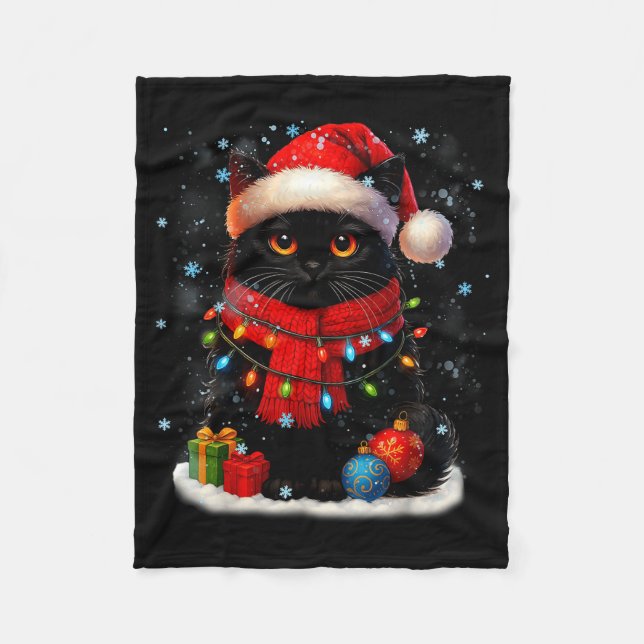Cute Black Cat Santasnowflake Christmas Xmas Women Fleecedecke (Vorderseite)