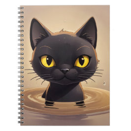 Cute Black Cat Swimming Journal Art Notizblock