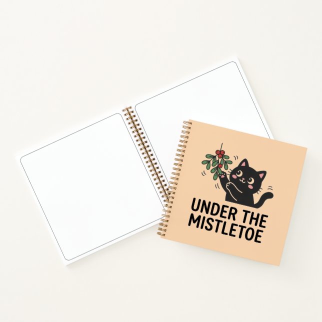 Cute Black Cat Under Mistletoe Christmas Planner Notizbuch (Innenseite)