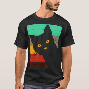 Cute Black Cat Vintage Retro Style Bombay cat lov T-Shirt