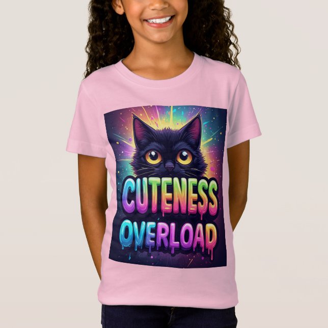 Cute Black Cat With Big Yellow Eyes T-Shirt (Vorderseite)