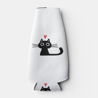 Cute Black Cat with Heart Kitten Valentine Classi Flaschenkühler