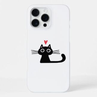 Cute Black Cat with Heart Kitten Valentine Classi iPhone 16 Pro Max Hülle