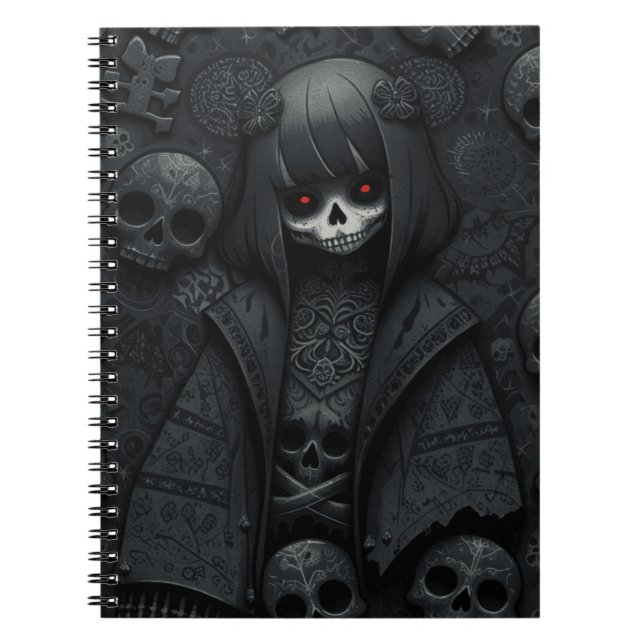 Cute black dark Skull Halloween obscure anime Notizblock (Vorderseite)