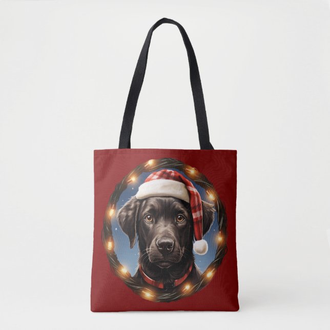 Cute Black Dog at Christmas (Vorderseite)