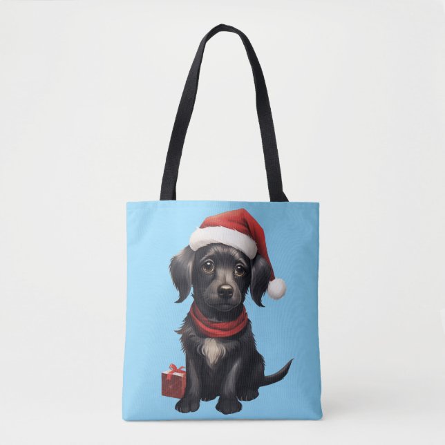 Cute Black Dog at Christmas (Vorderseite)