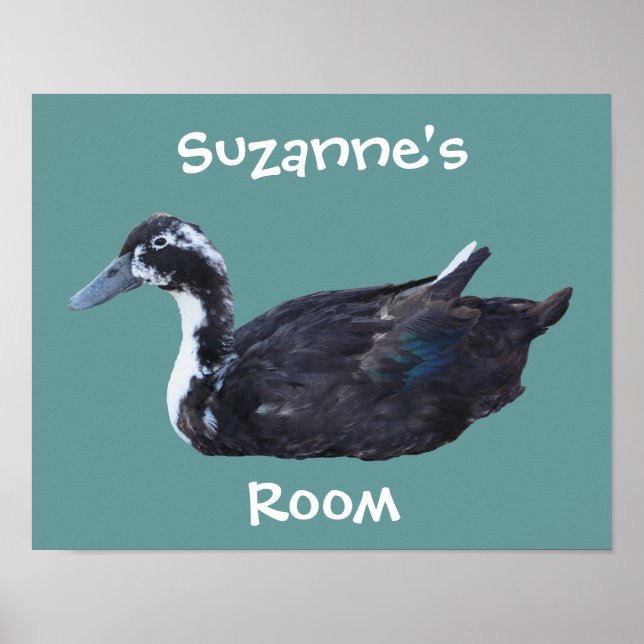 Cute Black Duck Kids Room Personalized    Poster (Vorne)