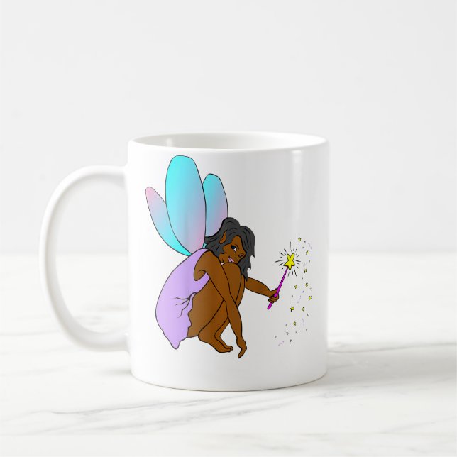 Cute Black Girl Fairy Magic Empowerment Tee Kaffeetasse (Links)