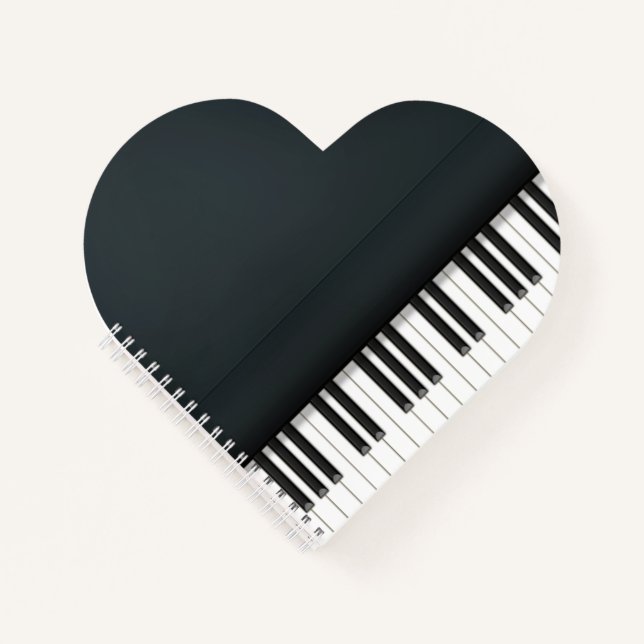 Cute Black Grand Piano Heart Shaped Notizbuch (Vorderseite)