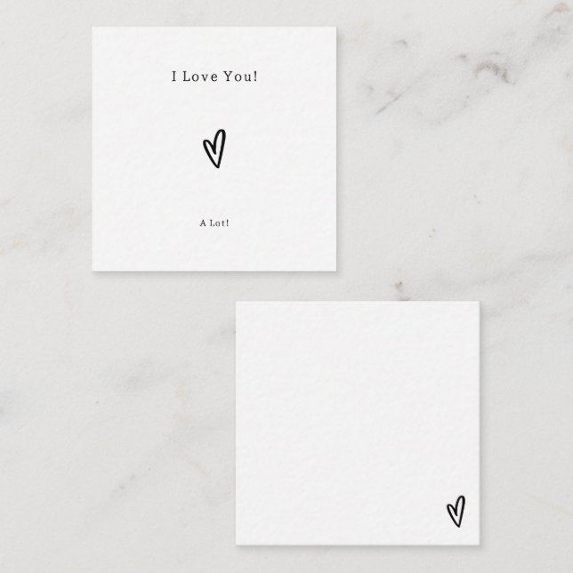 Cute Black Heart I Love You Card Begleitkarte (Vorne/Hinten)