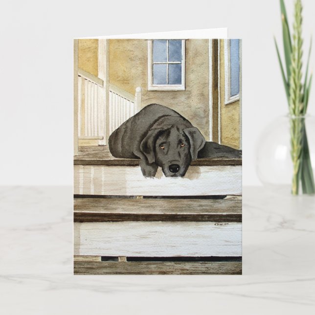 Cute Black Lab Greeting Card Karte (Vorderseite)
