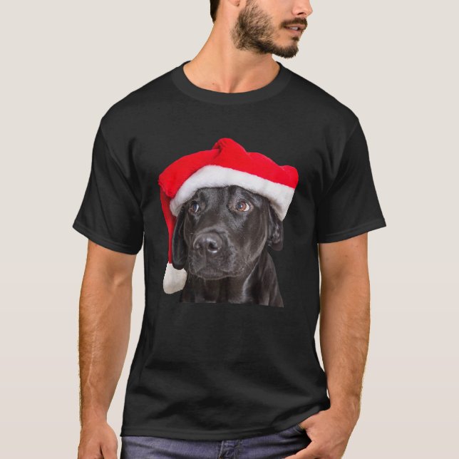Cute Black Lab Santa Hat Christmas Dog Labrador Re T-Shirt (Vorderseite)