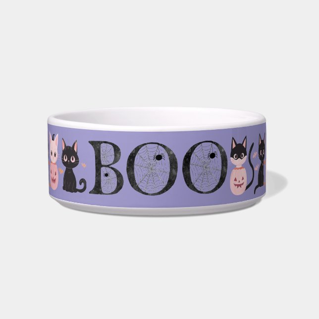 Cute Black Pink Purple Halloween Boo Cat Feeding Napf (Vorderseite)