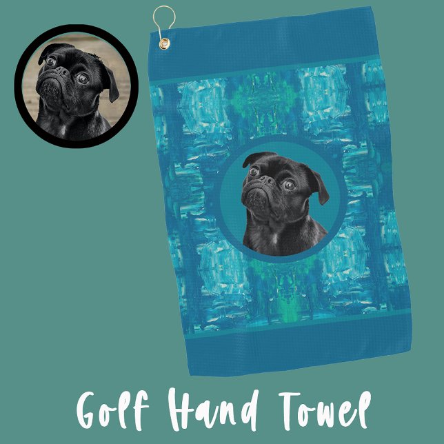 Cute Black Pug Face Charm | Unique Custom Dog Love Golfhandtuch (Von Creator hochgeladen)