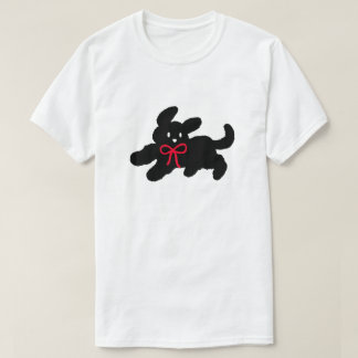 Cute Black Puppy with Red Bow Coquette Aesthetic T-Shirt