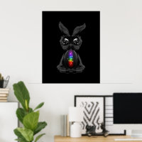 Cute Black Rabbit with Chakra Rainbow Soul