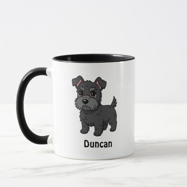 Cute Black Scottish Terrier Dog Custom Name Tasse (Links)