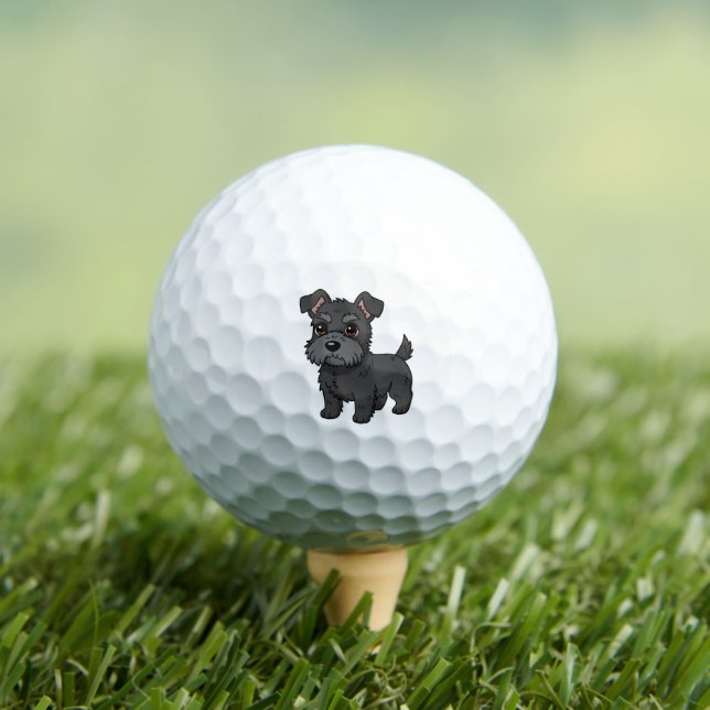 Cute Black Scottish Terrier Dog Golfball (Insitu T-Shirt)